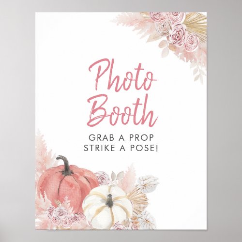 Pink Fall in Love Pumpkin Photo Booth Sign