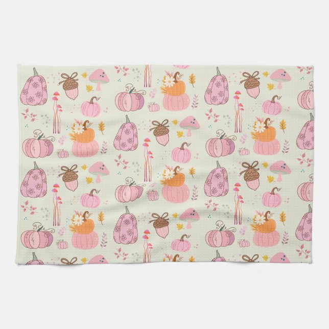  Pink Fall Kitchen Towel (Horizontal)