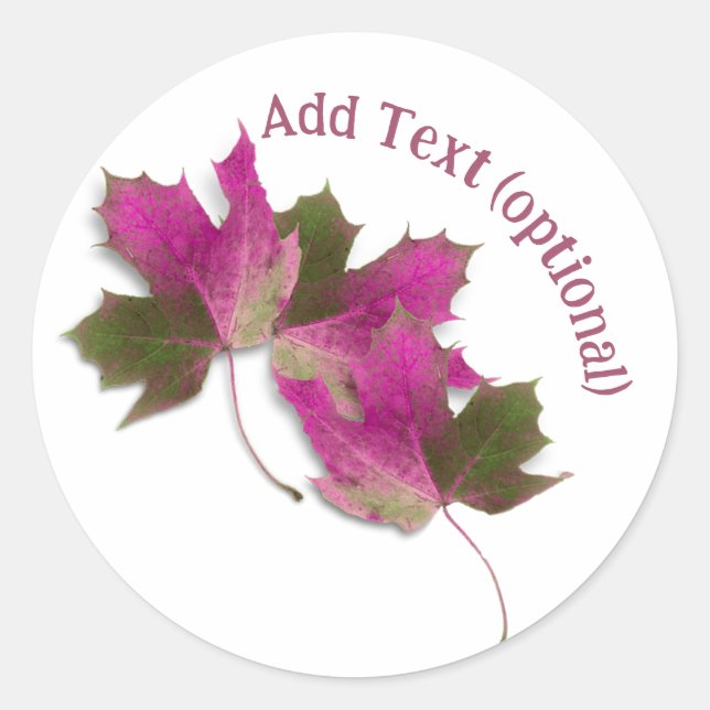 Pink Fall Leaves Classic Round Sticker (Front)