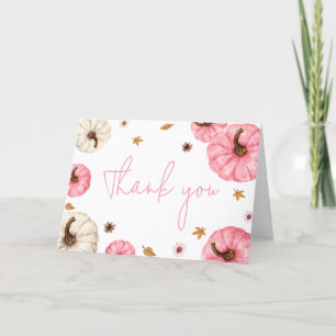 Pink Fall Little Pumpkin Baby Shower Letterpress Thank You Card