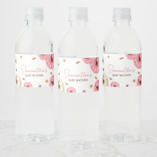 Pink Fall Little Pumpkin Baby Shower Water Bottle Label