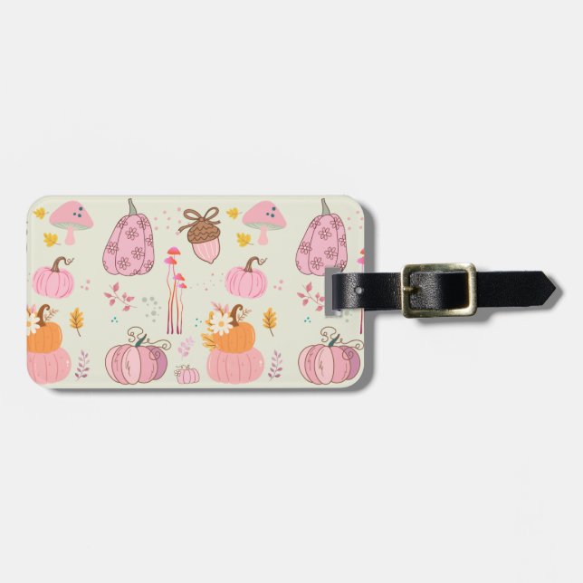 Pink Fall Luggage Tag (Front Horizontal)