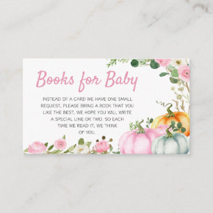 Pink Fall Pumpkin Baby Shower Books for Baby Enclosure Card