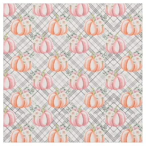 Pink Fall Pumpkin Pattern Fabric