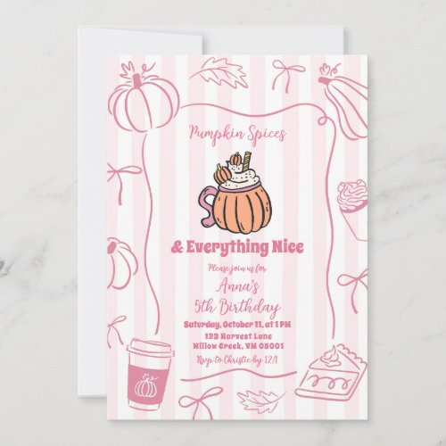 Pink Fall Pumpkin Spice and Everything Nice Invitation