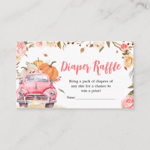 Pink Fall Pumpkin Truck Baby Shower Diaper Raffle Enclosure Card