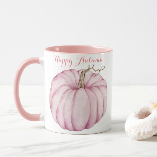 Pink Fall Themed Mug (With Donut)