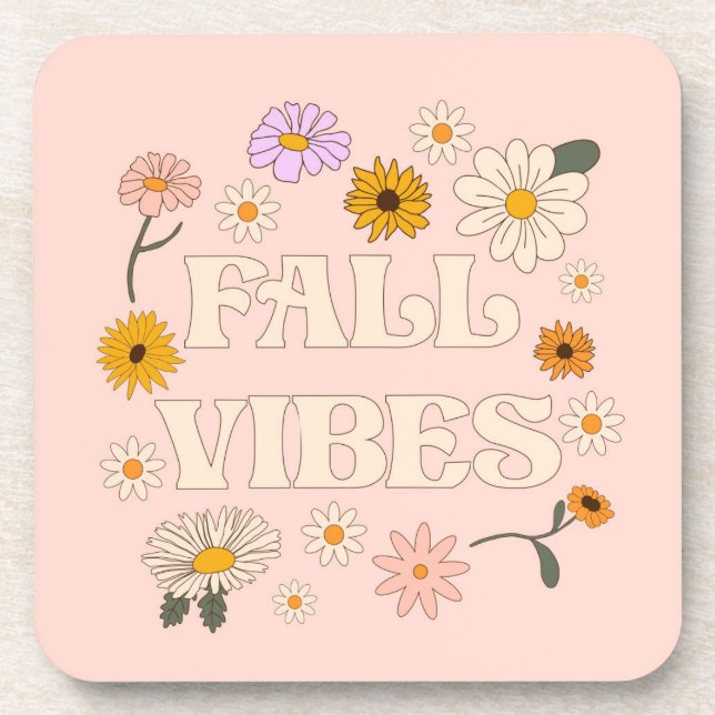 Pink Fall Vibes Beverage Coaster (Front)