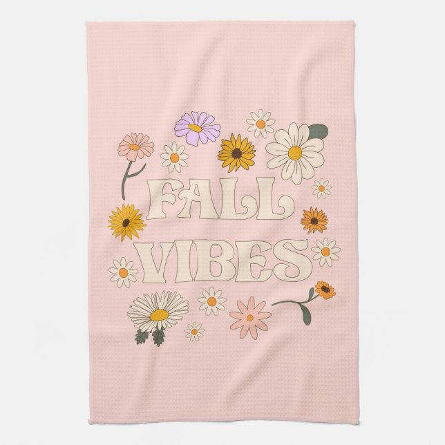 Pink Fall Vibes Kitchen Towel (Vertical)