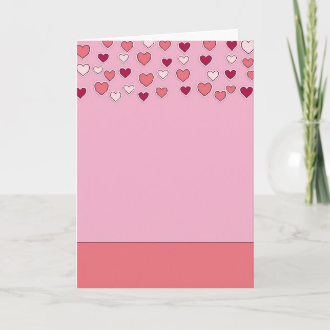 Pink Falling Hearts Love Card (Front)