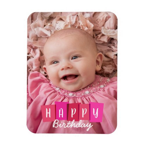 Pink Family Birthday Custom Flexible Photo Magnet