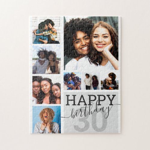 Pink Family Friends Photo Collage Happy Birthday Jigsaw Puzzle