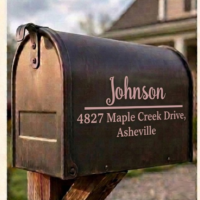 Pink Family Name & Address Mailbox Personalized Sticker (Creator Uploaded)