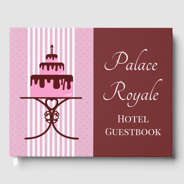 Pink fancy cake hotel Bed and Breakfast Guest Book (Front)