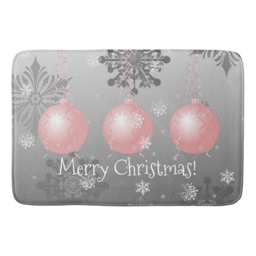 Pink Fancy Christmas Ornament Bath Mat