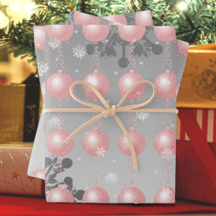 Pink Fancy Christmas Ornament Wrapping Paper