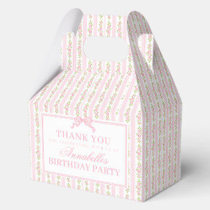 Pink Fancy Floral Birthday Party Gable Favor Boxes