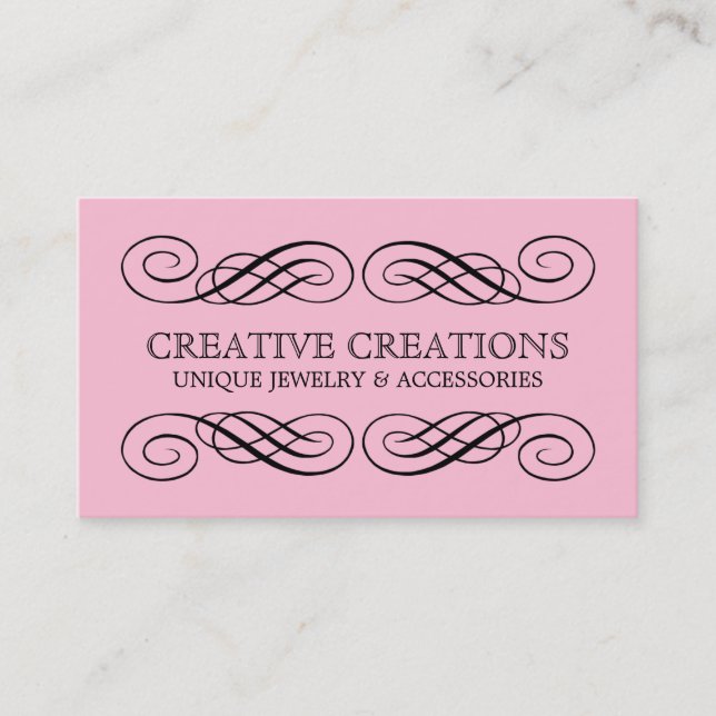Pink Fancy Flourish Business Card (Front)