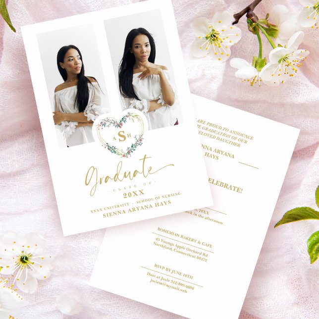 Pink Fancy Graduate Romantic Floral Heart 2 Photos (Creator Uploaded)