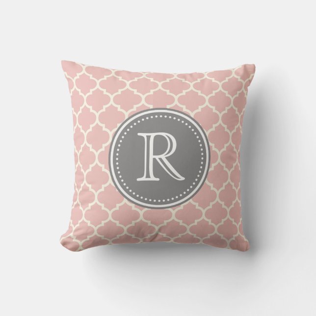 Pink Fancy Monogram Custom Pillow (Front)