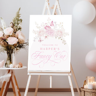 Pink Fancy One Coquette 1st Birthday Welcome Foam Board