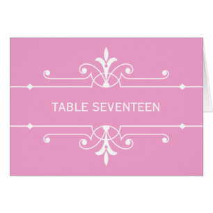 Pink Fancy Ornamental Table Number Card
