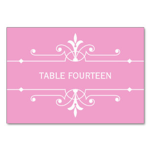 Pink Fancy Ornamental Wedding Table Card