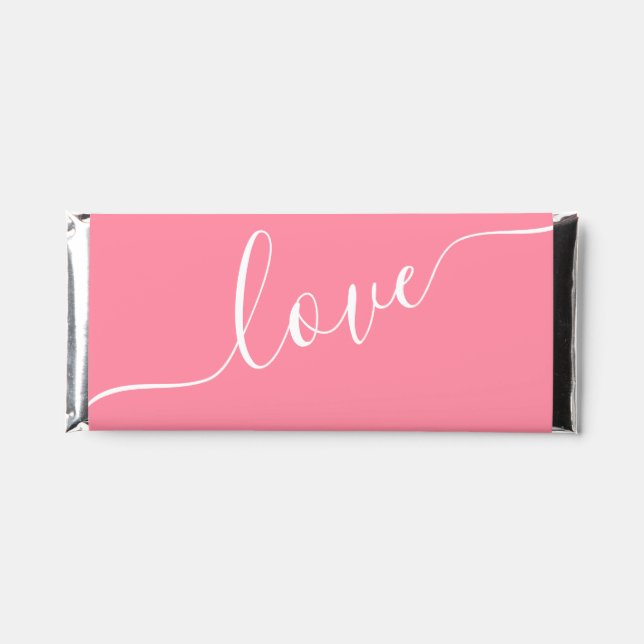 Pink Fancy Script Valentines Day Personalized Hershey Bar Favors (Front)