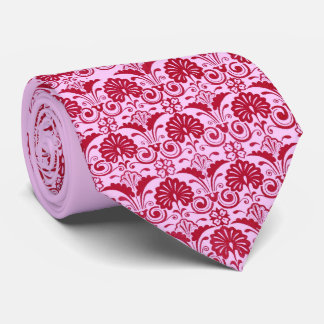 pink fans and fronds print neck tie