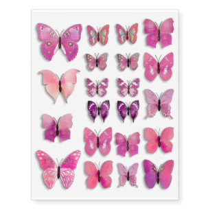 Pink Fantasy Butterflies Temporary Tattoos