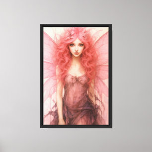 Pink Fantasy Fairy Canvas Art for Whimsical Decor