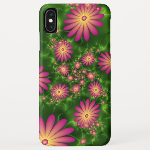 Pink Fantasy Flowers Modern Abstract Fractal Art iPhone XS Max Case
