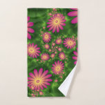 Pink Fantasy Flowers Modern Abstract Fractal Art Hand Towel at Zazzle