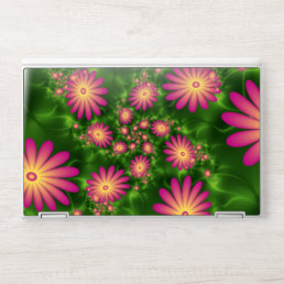 Pink Fantasy Flowers Modern Abstract Fractal Art HP Laptop Skin