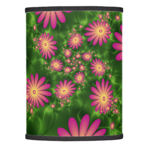 Pink Fantasy Flowers Modern Abstract Fractal Art Lamp Shade