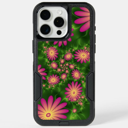 Pink Fantasy Flowers Modern Abstract Fractal Art iPhone 15 Pro Max Case