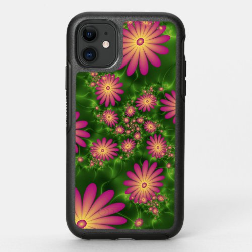 Pink Fantasy Flowers Modern Abstract Fractal Art OtterBox Symmetry iPhone 11 Case