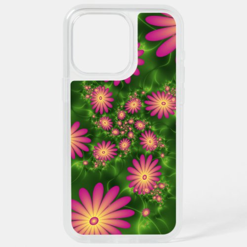 Pink Fantasy Flowers Modern Abstract Fractal Art iPhone 15 Pro Max Case