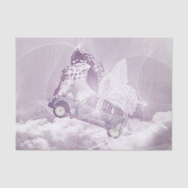 Pink Fantasy Flying Horse Car Butterfly Fairy Wing Tissue Paper (Front)
