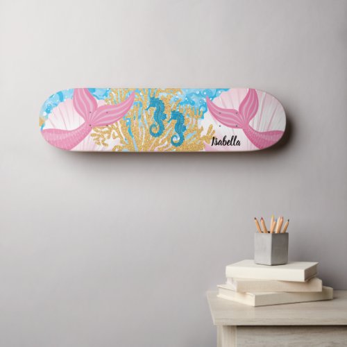 Pink Fantasy Mermaid Life Skateboard