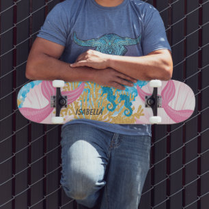 Pink Fantasy Mermaid Life Skateboard