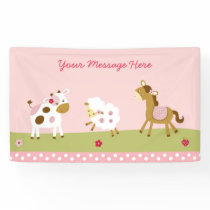 Pink Farm Animal Baby Shower Banner