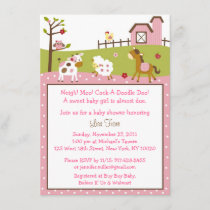 Pink Farm Animal Baby Shower Invitation