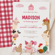 Pink Farm Animal Barnyard First Birthday Party