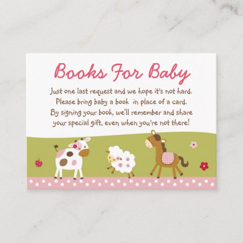 Pink Farm Animal Book Request Cards