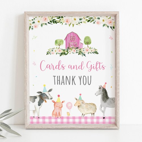 Pink Farm Animal Cards and Gifts Birthday Sign
