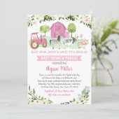 Pink Farm Animal Drive By Baby Shower Parade Invitation (Standing Front)