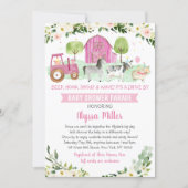 Pink Farm Animal Drive By Baby Shower Parade Invitation (Front)