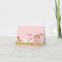Pink Farm Animal Thank You Note Cards