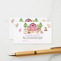 Pink Farm Animals Baby Shower  Enclosure Card